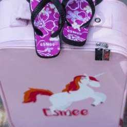 TrolleyRosa -Simply Colors Verkaufsgeschäft closeup reistrolley en slippers 1