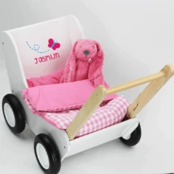 Decke PuppenwagenRosa -Simply Colors Verkaufsgeschäft poppenwagen wit met lichtroze dekentje 1
