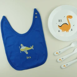 KinderbesteckWeiss -Simply Colors Verkaufsgeschäft slabbetje met naam blauw 16