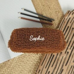 Teddy Federtasche Mit NamenBeige